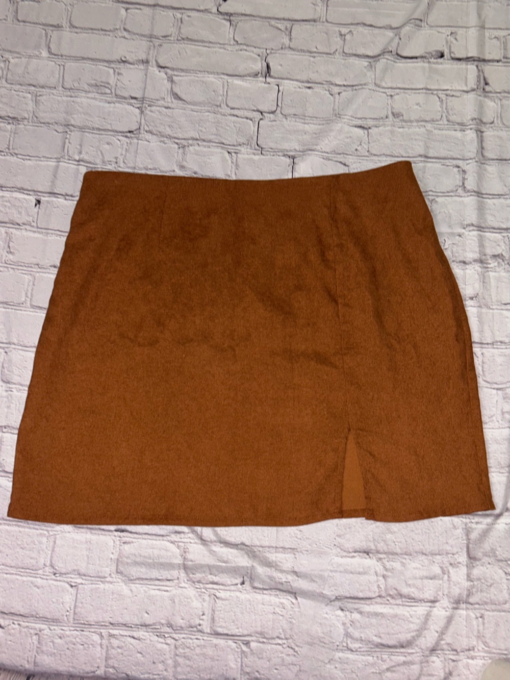 SHEIN Rust Orange Ribbed Mini Skirt